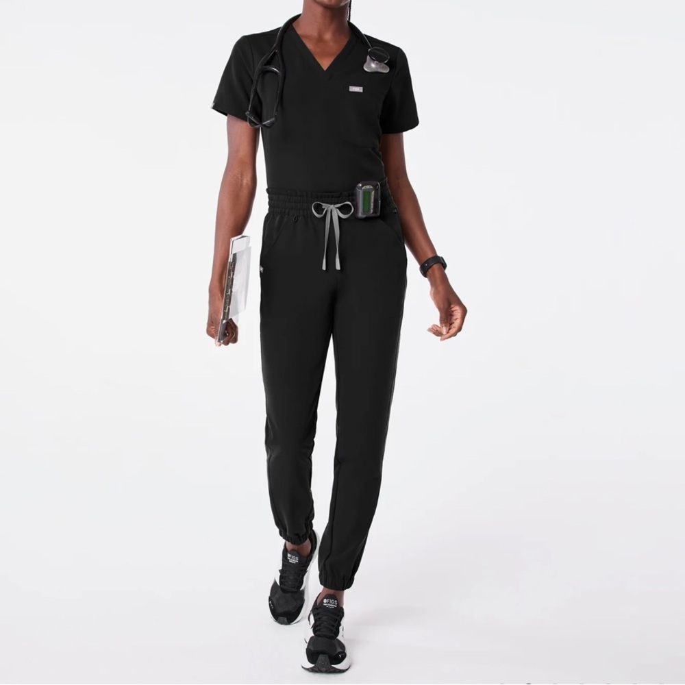 Figs Black High Waisted Jogger Scrubs XSP